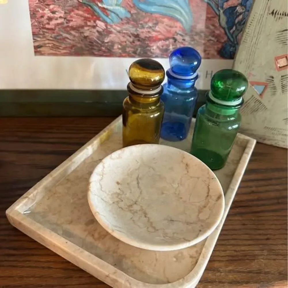 Marble Bathroom Vanity Tray and Small Bowl Set